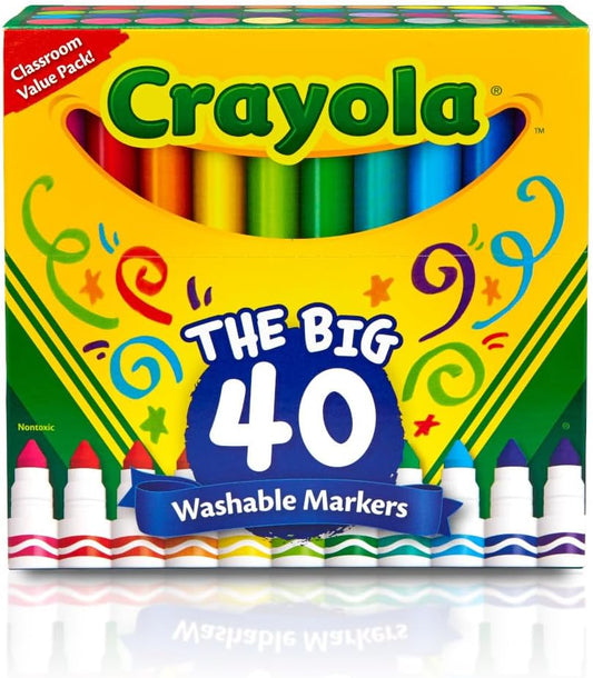 Ultra Clean Washable Markers (40Ct), Coloring Markers for Kids, Coloring Book Marker Set, Gifts for Kids, Ages 3+